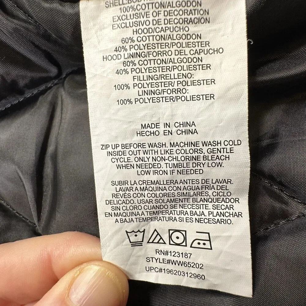 Wrangler Workwear Men's Black Quilted Lined Hooded Chore Jacket‎ S CH